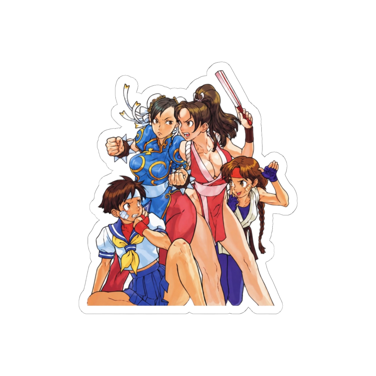 Fighter Waifus Turbo Remix Sticker | Cute Anime Fighter Vinyl Decal