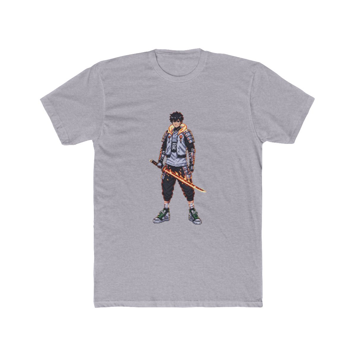 Flamebound Samurai Knight T Shirt - Fiery Anime Fantasy Warrior - alternate angle 5, merchandise