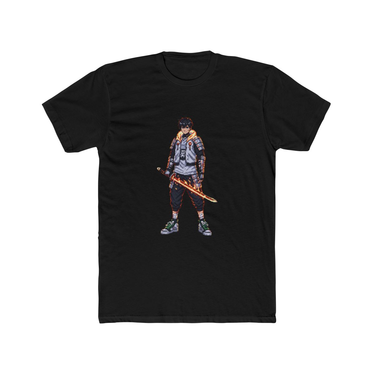 Flamebound Samurai Knight T Shirt - Fiery Anime Fantasy Warrior - alternate angle 3, merchandise