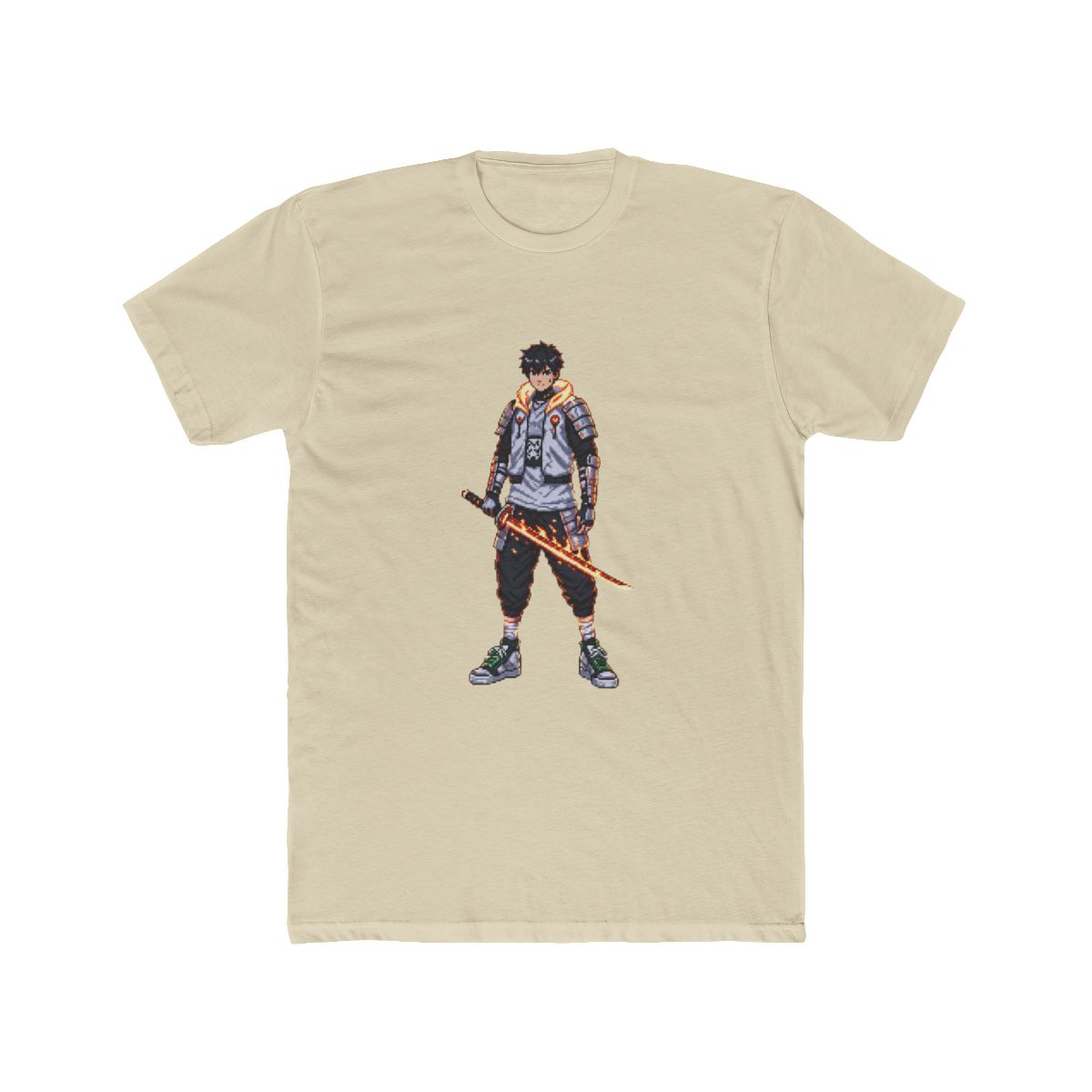 Flamebound Samurai Knight T Shirt - Fiery Anime Fantasy Warrior - alternate angle 4, merchandise