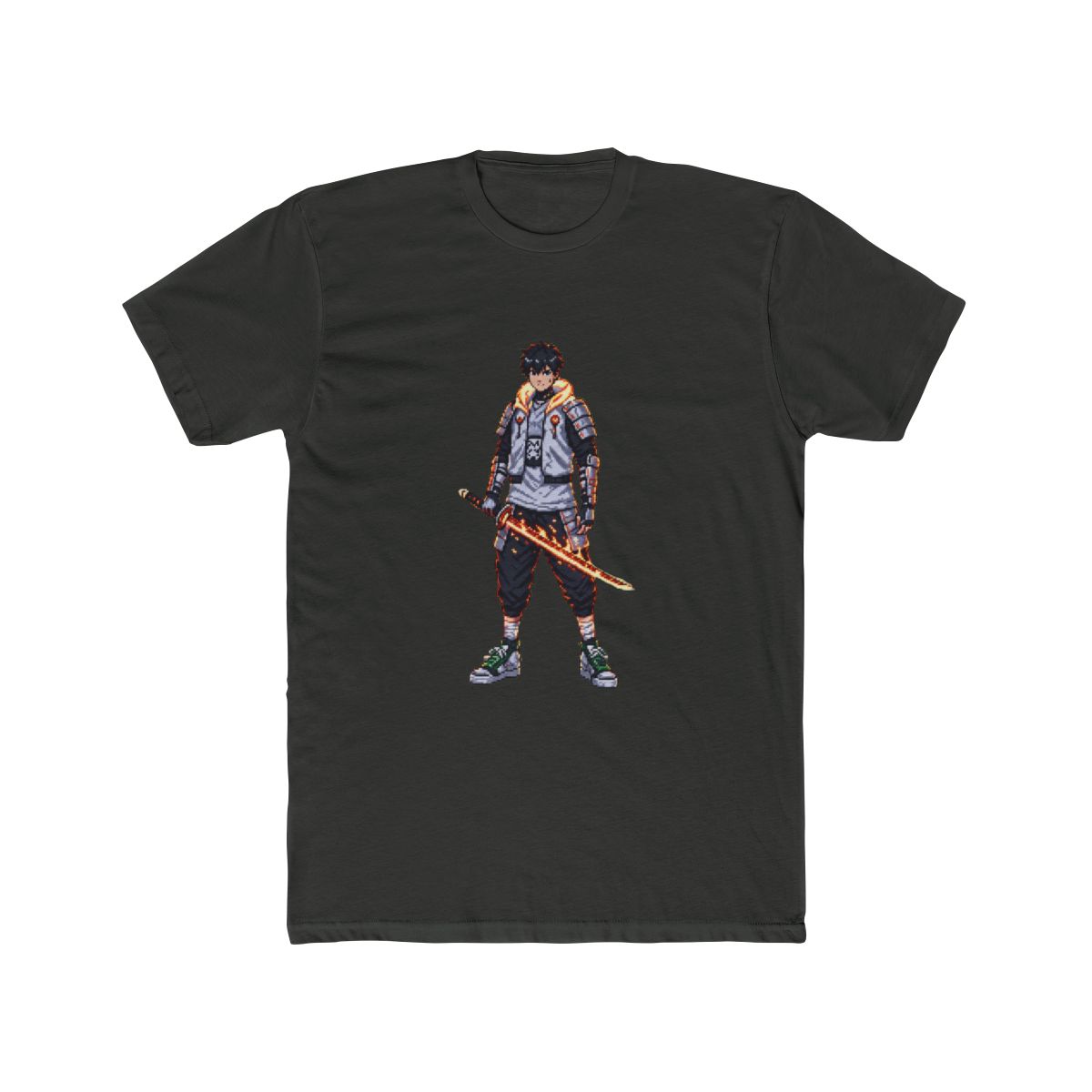 Flamebound Samurai Knight T Shirt - Fiery Anime Fantasy Warrior - alternate angle 3, merchandise