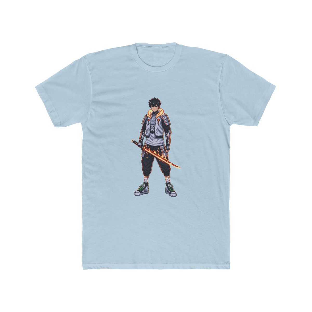 Flamebound Samurai Knight T Shirt - Fiery Anime Fantasy Warrior
