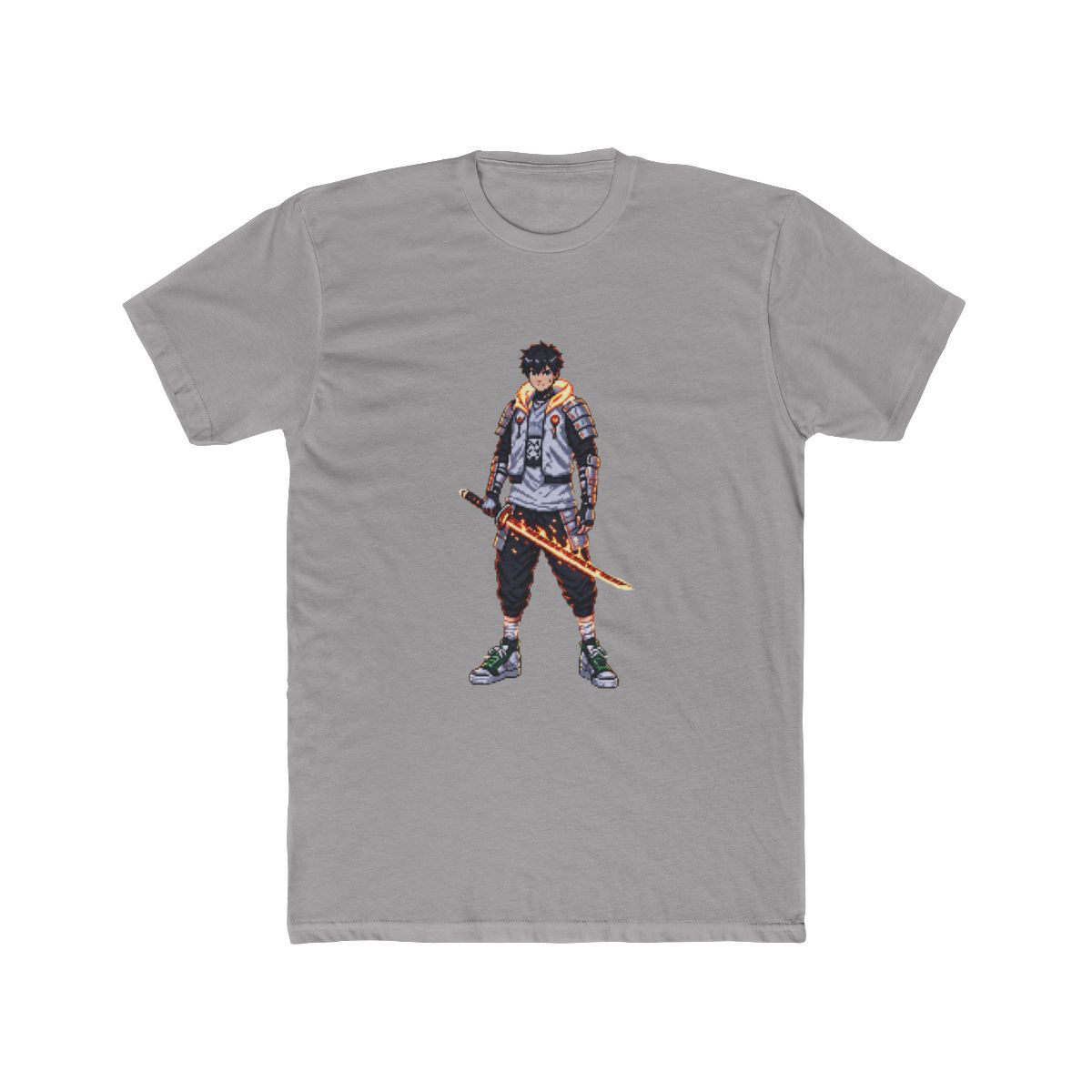 Flamebound Samurai Knight T Shirt - Fiery Anime Fantasy Warrior - alternate angle 4, merchandise