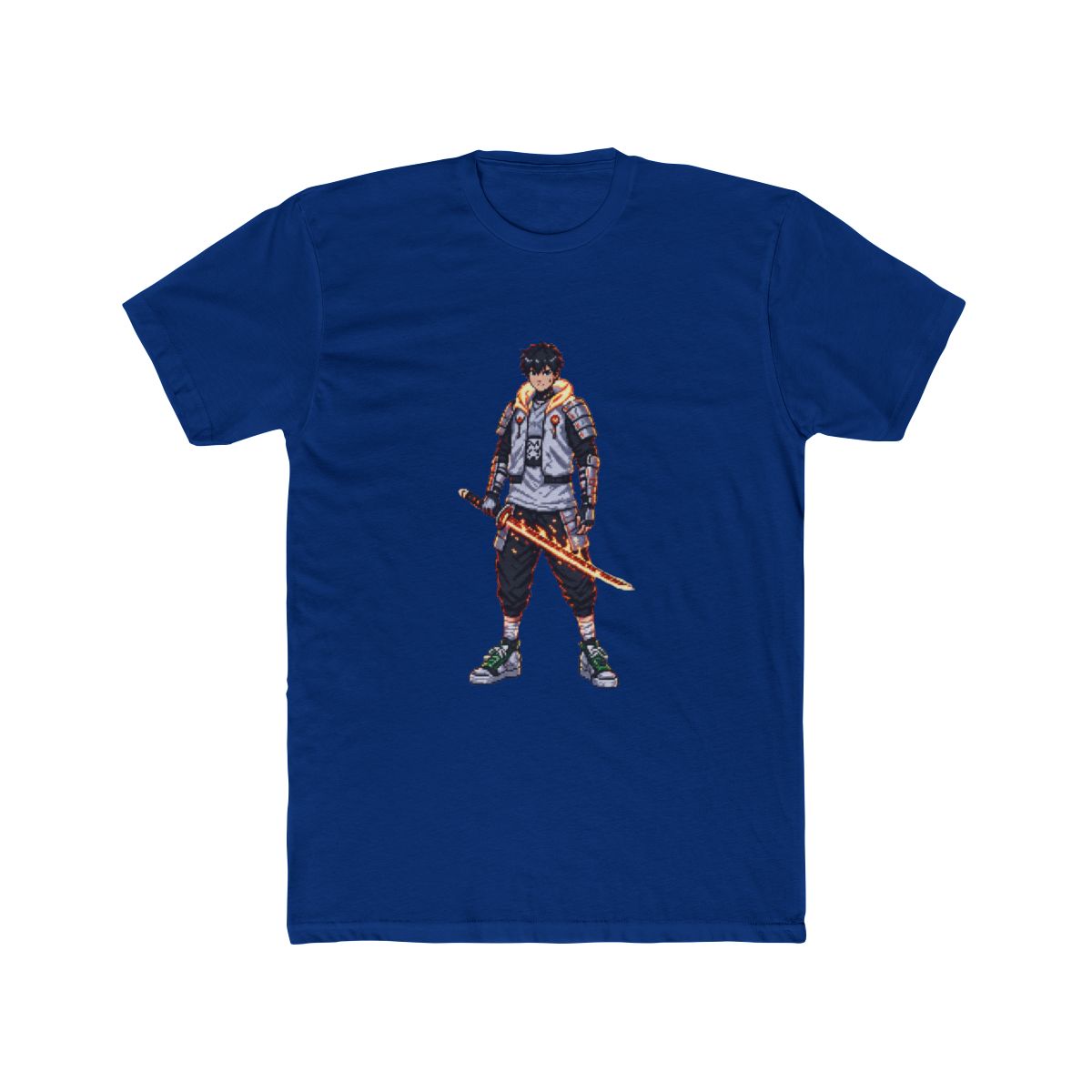 Flamebound Samurai Knight T Shirt - Fiery Anime Fantasy Warrior - alternate angle 2, merchandise
